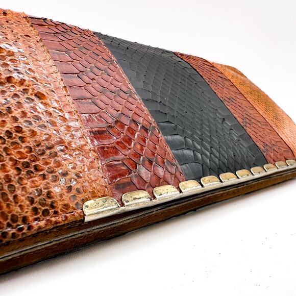 Vintage Snake Skin Envelope Clutch Wallet Hand-Stitched Embossed Design - Picture 12 of 13